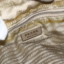 PRADA Tote Bag Nylon Beige Silver Auth 173852-21