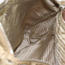PRADA Tote Bag Nylon Beige Silver Auth 173852-22