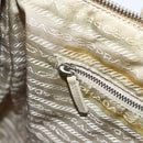 PRADA Tote Bag Nylon Beige Silver Auth 173852-24