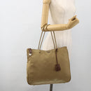 PRADA Tote Bag Nylon Beige Silver Auth 173852-26