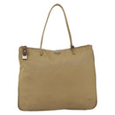 PRADA Tote Bag Nylon Beige Silver Auth 173852-13