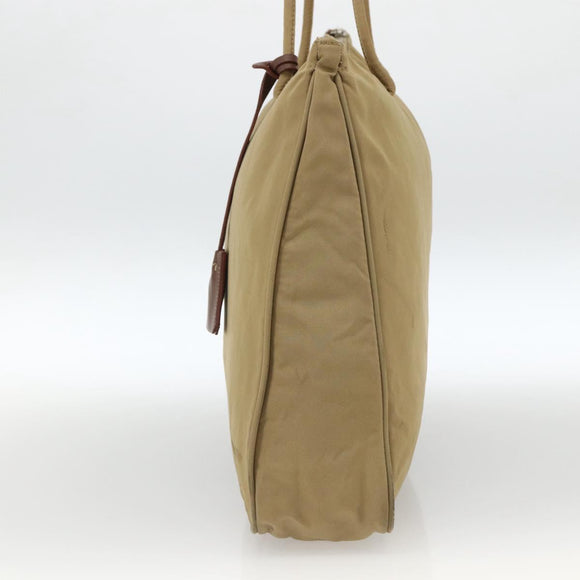 PRADA Tote Bag Nylon Beige Silver Auth 173852