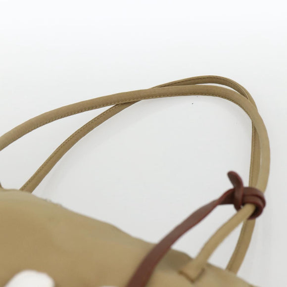 PRADA Tote Bag Nylon Beige Silver Auth 173852