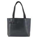 PRADA Tote Bag Leather Black Silver Auth 173853-12