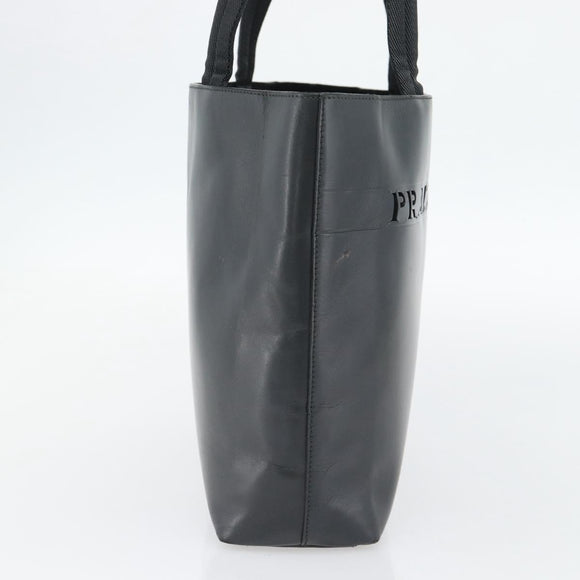 PRADA Tote Bag Leather Black Silver Auth 173853