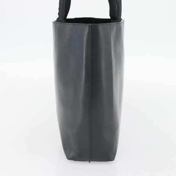 PRADA Tote Bag Leather Black Silver Auth 173853
