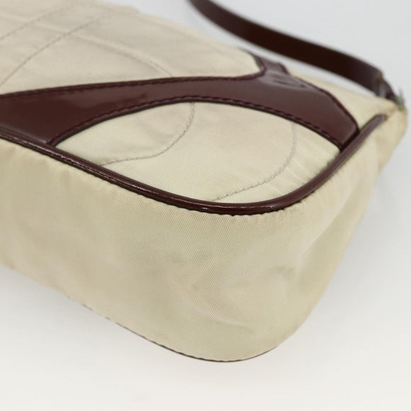 PRADA Shoulder Bag Nylon White Silver Auth 173854