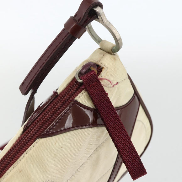 PRADA Shoulder Bag Nylon White Silver Auth 173854
