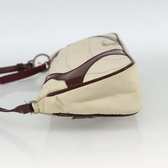 PRADA Shoulder Bag Nylon White Silver Auth 173854