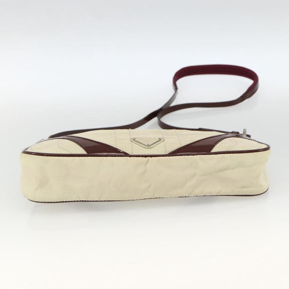 PRADA Shoulder Bag Nylon White Silver Auth 173854
