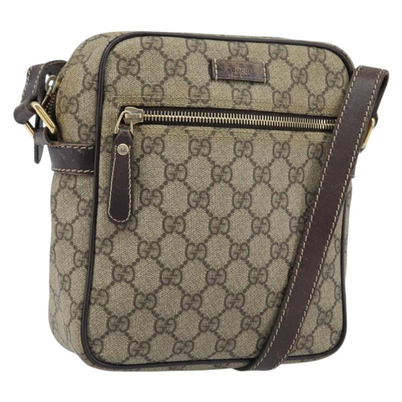 GUCCI GG Supreme Shoulder Bag PVC Beige Gold 233268 Auth 173855