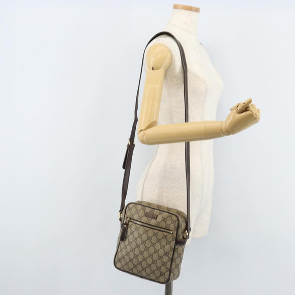 GUCCI GG Supreme Shoulder Bag PVC Beige Gold 233268 Auth 173855
