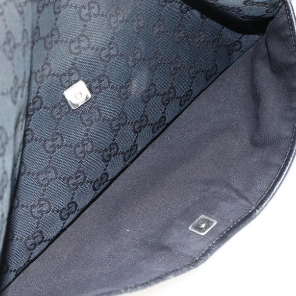 GUCCI GG Canvas Shoulder Bag Black Silver 145856 Auth 173856
