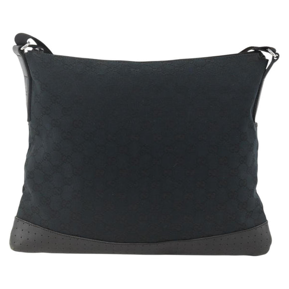 GUCCI GG Canvas Shoulder Bag Black Silver 145856 Auth 173856