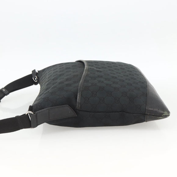 GUCCI GG Canvas Shoulder Bag Black Silver 145856 Auth 173856