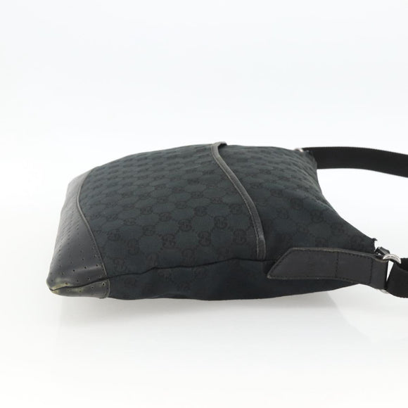 GUCCI GG Canvas Shoulder Bag Black Silver 145856 Auth 173856