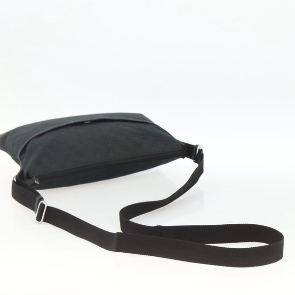 GUCCI GG Canvas Shoulder Bag Black Silver 145856 Auth 173856