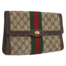 GUCCI GG Supreme Web Sherry Line Bag PVC Beige Gold 67 039 3087 Auth 173857-1
