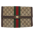 GUCCI GG Supreme Web Sherry Line Bag PVC Beige Gold 67 039 3087 Auth 173857-13