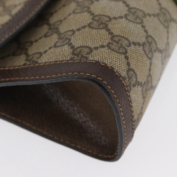 GUCCI GG Supreme Web Sherry Line Bag PVC Beige Gold 67 039 3087 Auth 173857