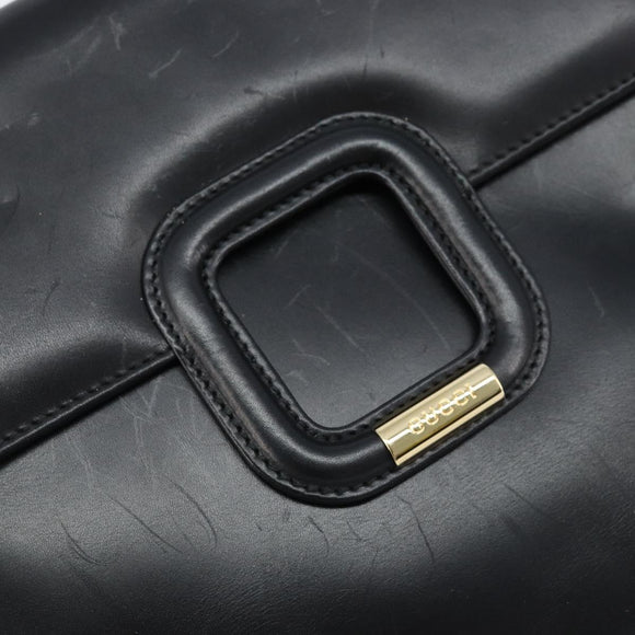 GUCCI Shoulder Bag Leather Black Gold 001 1998 1785 Auth 173859