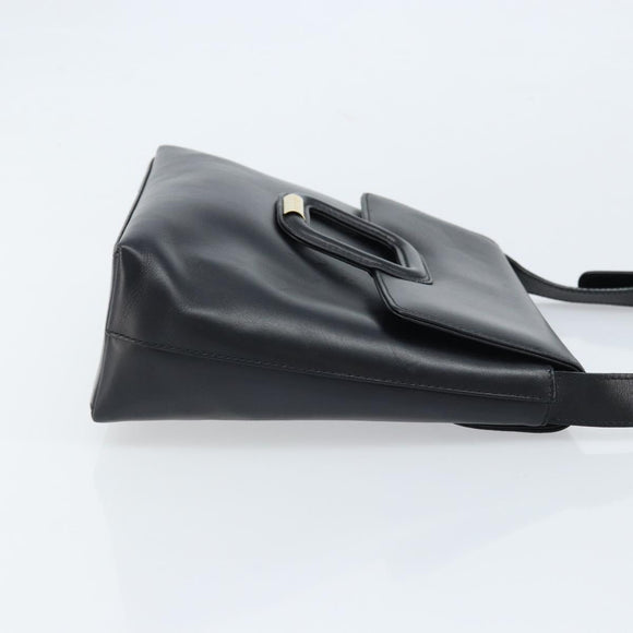 GUCCI Shoulder Bag Leather Black Gold 001 1998 1785 Auth 173859