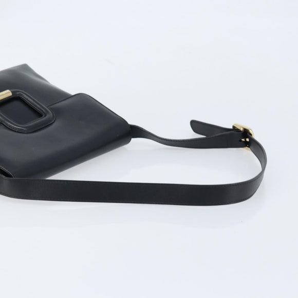 GUCCI Shoulder Bag Leather Black Gold 001 1998 1785 Auth 173859