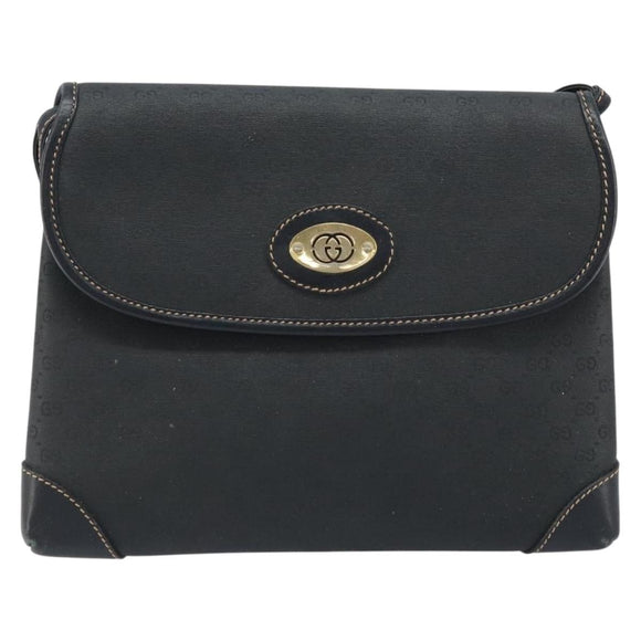 GUCCI Micro GG Supreme Shoulder Bag PVC Black Gold 007 92 5548 Auth 173860