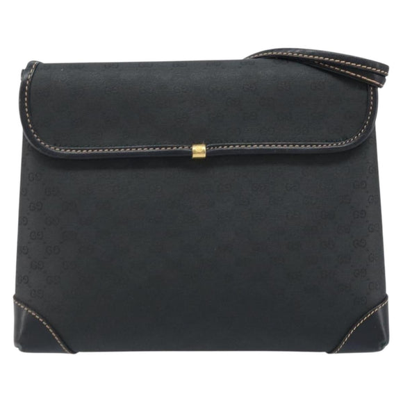 GUCCI Micro GG Supreme Shoulder Bag PVC Black Gold 007 92 5548 Auth 173860