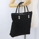 GUCCI Tote Bag Nylon Black Silver Auth 173861-22