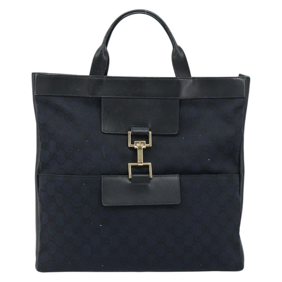 GUCCI GG Canvas Hand Bag Black Gold 001 4033 Auth 173867