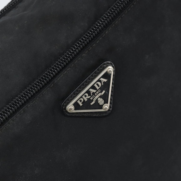 PRADA Shoulder Bag Nylon Black Silver Auth 173868