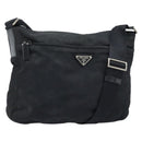 PRADA Shoulder Bag Nylon Black Silver Auth 173868-1