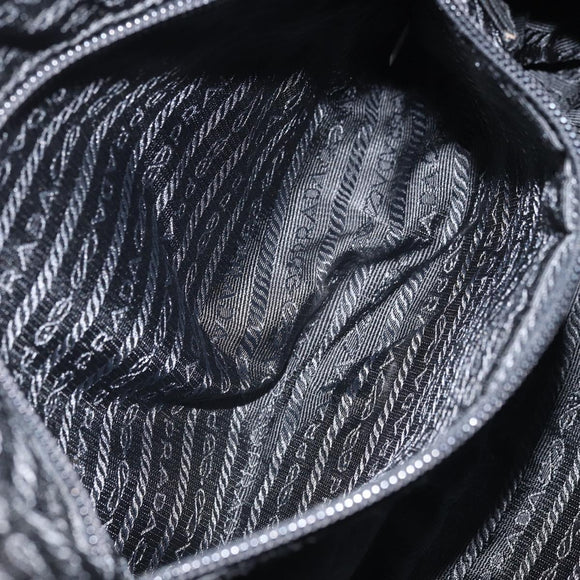 PRADA Shoulder Bag Nylon Black Silver Auth 173868