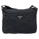 PRADA Shoulder Bag Nylon Black Silver Auth 173868-13