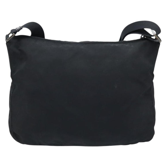 PRADA Shoulder Bag Nylon Black Silver Auth 173868