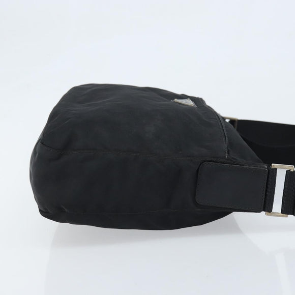 PRADA Shoulder Bag Nylon Black Silver Auth 173868