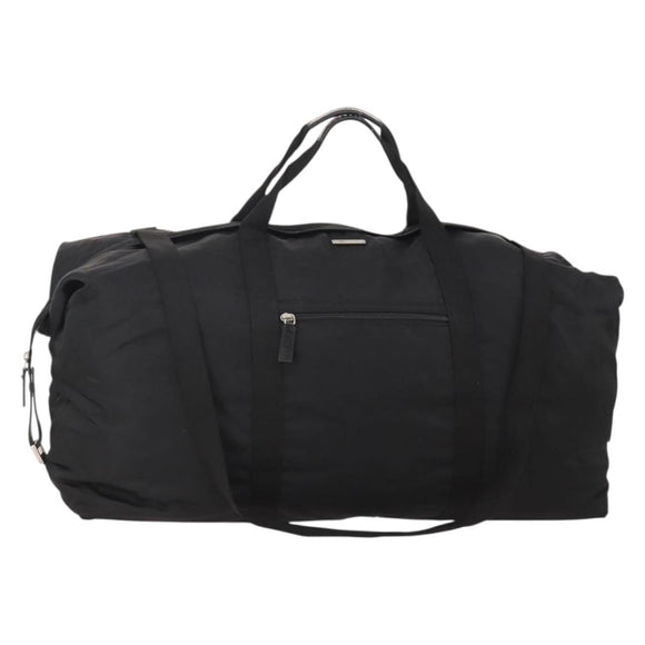 GUCCI Boston Bag Nylon Black Silver 012 0387 Auth 173869
