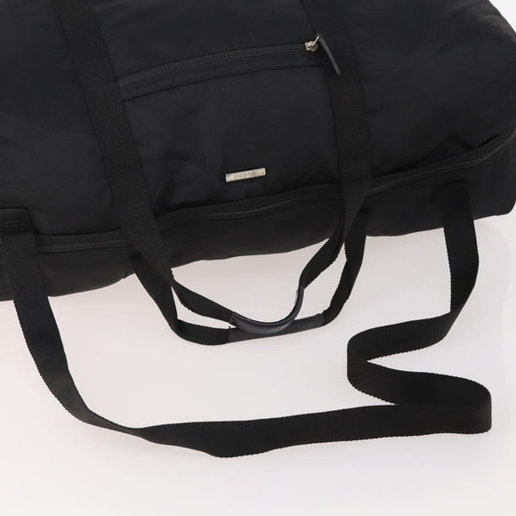 GUCCI Boston Bag Nylon Black Silver 012 0387 Auth 173869