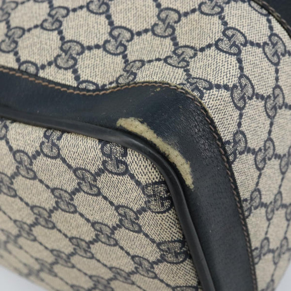 GUCCI GG Supreme Sherry Line Hand Bag PVC Navy Gold Red Auth 173870