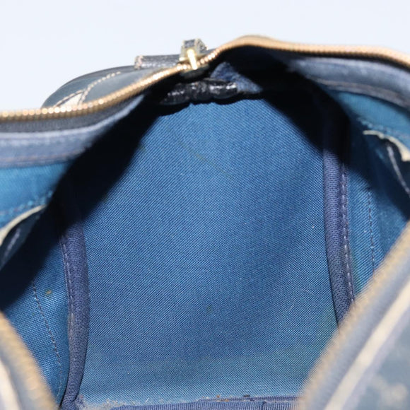GUCCI GG Supreme Sherry Line Hand Bag PVC Navy Gold Red Auth 173870