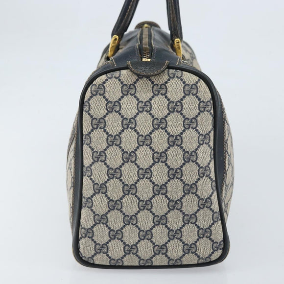 GUCCI GG Supreme Sherry Line Hand Bag PVC Navy Gold Red Auth 173870