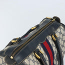 GUCCI GG Supreme Sherry Line Hand Bag PVC Navy Gold Red Auth 173870-6