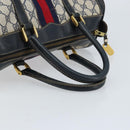 GUCCI GG Supreme Sherry Line Hand Bag PVC Navy Gold Red Auth 173870-7