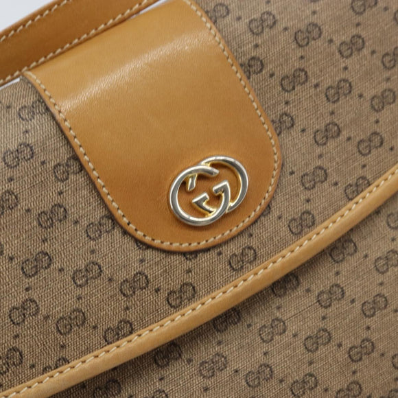 GUCCI Micro GG Supreme Shoulder Bag PVC Beige Gold Auth 173871