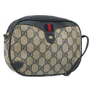 GUCCI GG Supreme Sherry Line Shoulder Bag PVC Navy Red 156 02 066 Auth 173872-1