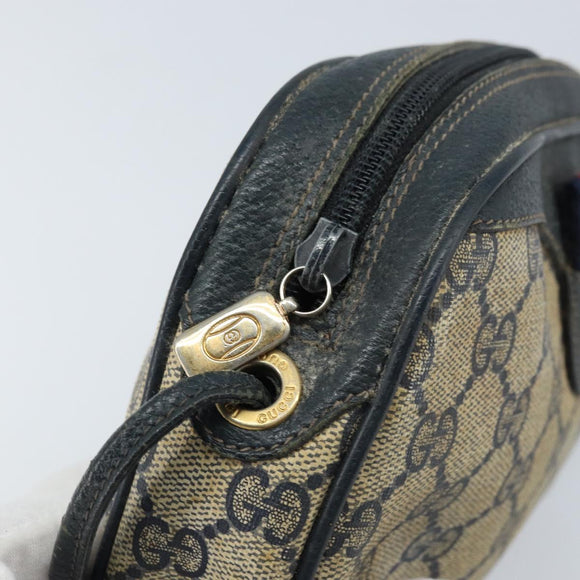 GUCCI GG Supreme Sherry Line Shoulder Bag PVC Navy Red 156 02 066 Auth 173872