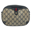 GUCCI GG Supreme Sherry Line Shoulder Bag PVC Navy Red 156 02 066 Auth 173872-13