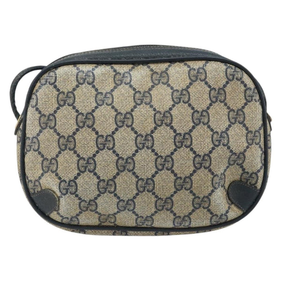 GUCCI GG Supreme Sherry Line Shoulder Bag PVC Navy Red 156 02 066 Auth 173872