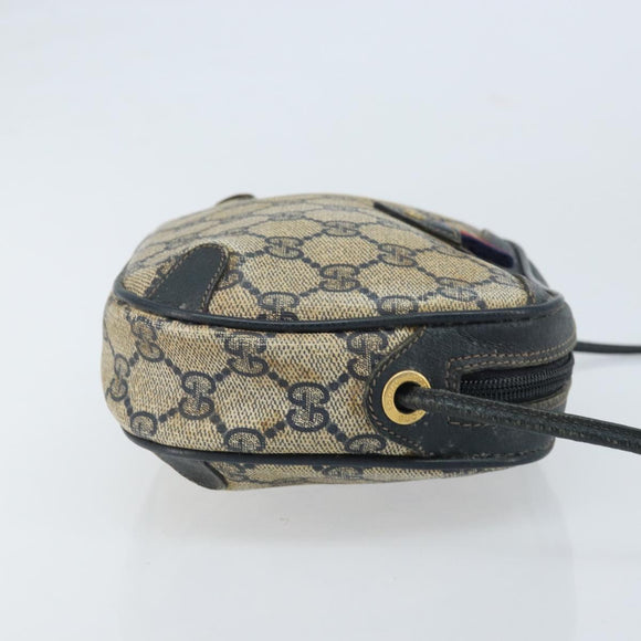 GUCCI GG Supreme Sherry Line Shoulder Bag PVC Navy Red 156 02 066 Auth 173872